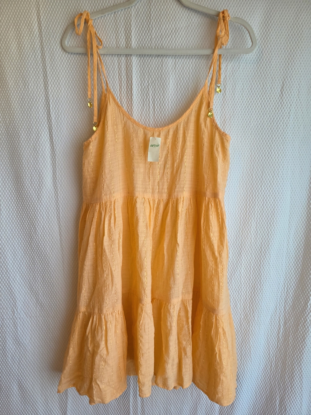 NWT Aerie Magic Hour Coverup Dress Orange Mango Shimmer Size M